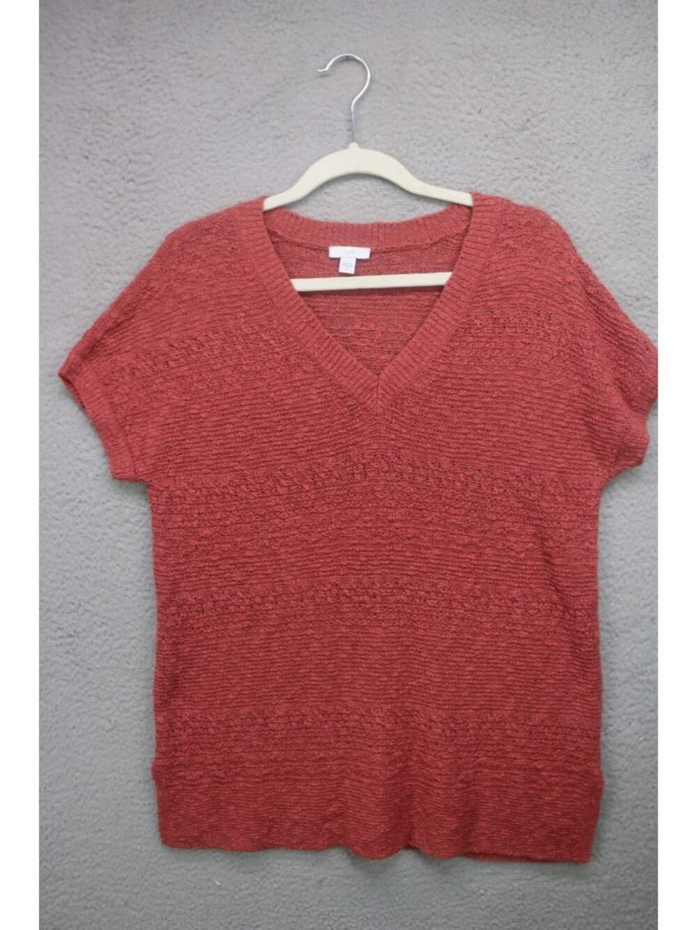 J.Jill Open Knit V Neck Cap Sleeve Sweater-Small-Beachy-Lagenlook-Minimalist